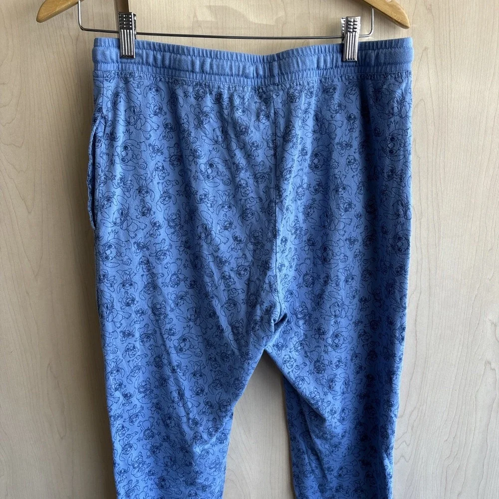 Disney Parks Authentic Lilo and Stitch Joggers ADULT Small Blue Pants Pajamas - Picture 6 of 8